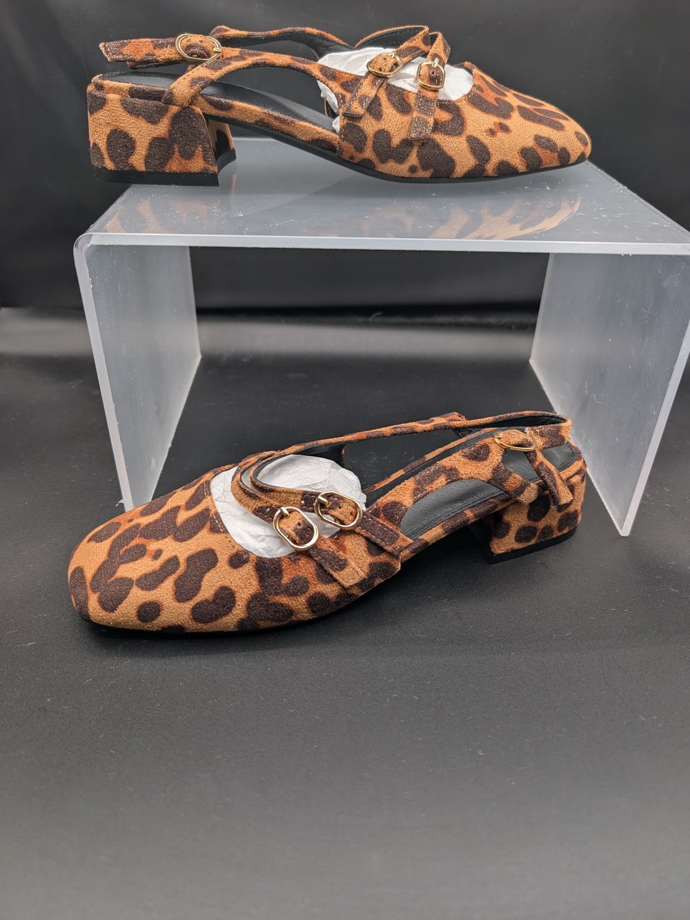 Leopard Print Slingback Block Heel Women’s Shoe